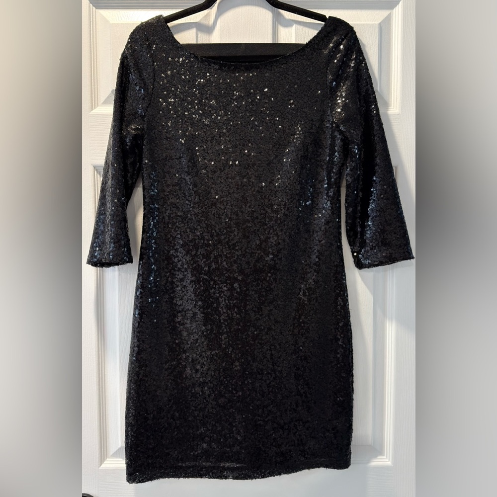 Glamorous Black Sequin Long Sleeve Dress